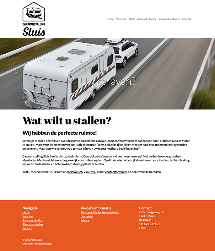 Website Caravanstalling Sluis